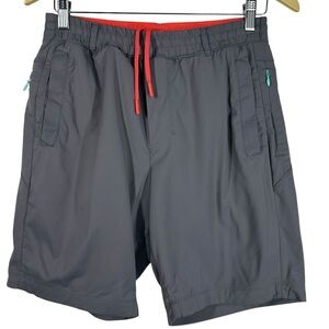 BIRDOGS Grey Lined Elastic Drawstring Waist Shorts with Pockets Medium